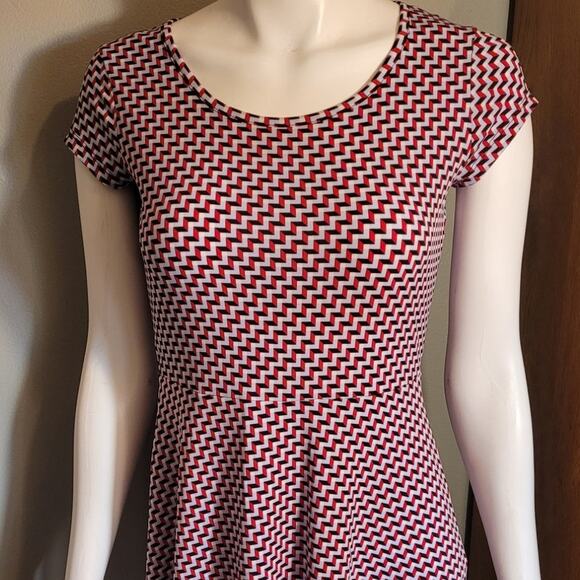 Michael Michael Kors Womens Small Chevron Graphic Zig Zag Dress Red Blue - Picture 2 of 8